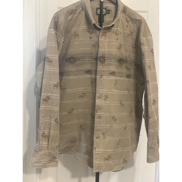 Cabela's Other - VTG 90s Cabela’s Men Sz XL Western Aztec Type Print 100% Cotton Canvas Shirt